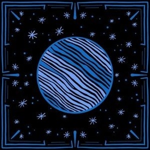 Neptune Ice Planet Cornflower Blue Denim Tile