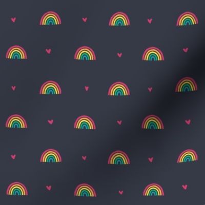 Rainbows and Hearts Pattern- Dark Background