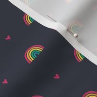 Rainbows and Hearts Pattern- Dark Background