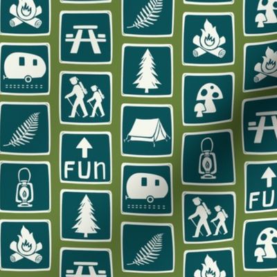 Follow The Signs To Fun - Summer Camp Trail Signs - Green Teal Regular Scale