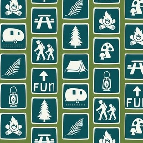 Follow The Signs To Fun - Summer Camp Trail Signs - Green Teal Regular Scale