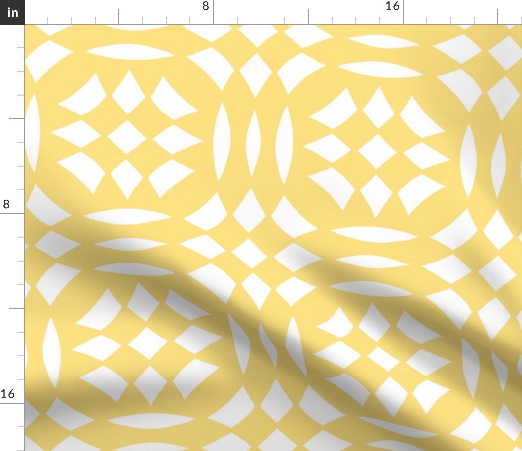 Circular Checkerboards in yellow and white at 50 percent