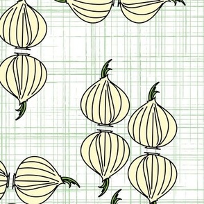 Onion Garden Basket Weave - Green, green hatch mark