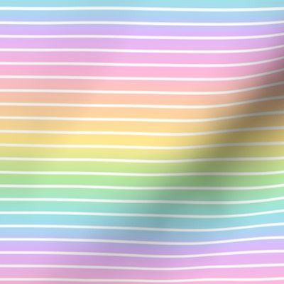 Horizontal Pastel Rainbow Gradient with Thin White Stripes