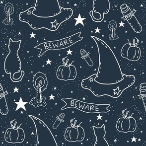 Hand Drawn Halloween Constellation Navy