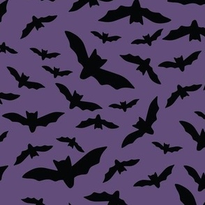 Large Halloween Black Bats on purple