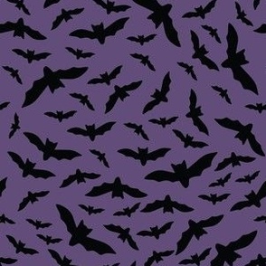 Medium Halloween Black Bats on purple