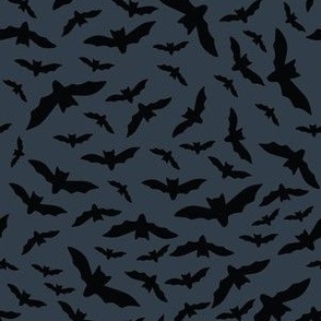 Medium Halloween Black Bats on dark gray