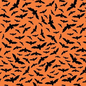 Large Halloween Black Bats on orange