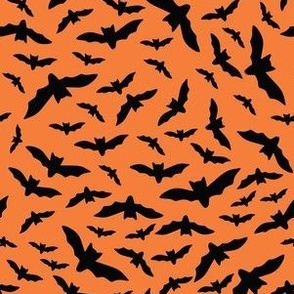 Medium Halloween Black Bats on orange