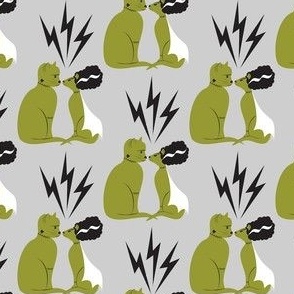Frankenstein Cats in Love Gray Small