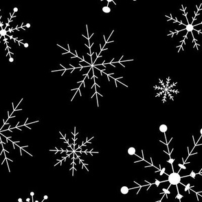 Snowflakes Large Black and White
