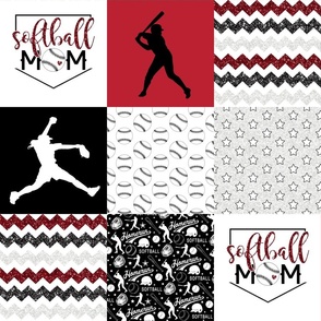 Softball Mom//Red&Black - Wholecloth Cheater Quilt