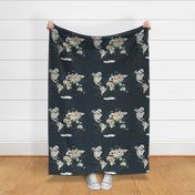 Cartoon animal world map for children and kids, back to school. Animals from all over the world white continents islands gray ocean and sea. Scandinavian decor. Size Fat Quarter (21x18)