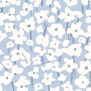 Anna / medium scale / baby blue abstract sweet playful floral pattern design 