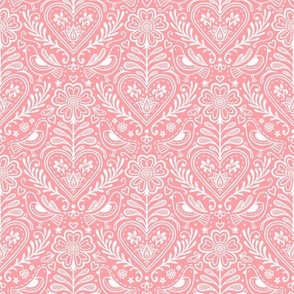 Folk Art Heart Lace- Pink