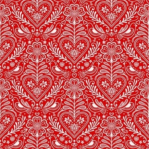 Folk Art Heart Lace- Red
