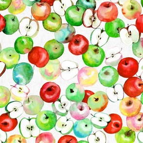 Fresh watercolor apples, fruits