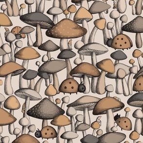 Peeking gnomes in mushrooms 