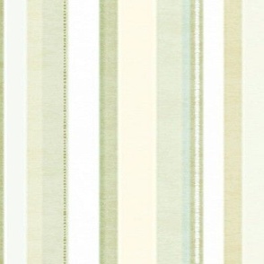 Soft Haze Stripes Medium Olive on White 150