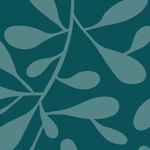 Breeze - Botanical Leaves - Tonal Teal Jumbo Scale