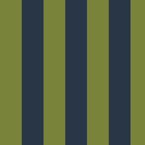 Large Vertical Awning Stripe Pattern - Artichoke Green and Medium Charcoal