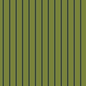 Vertical Pin Stripe Pattern - Artichoke Green and Medium Charcoal