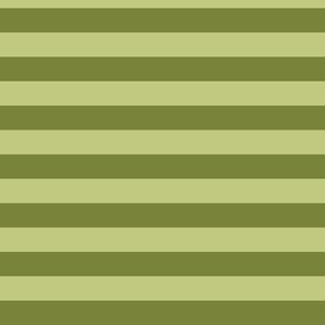 Horizontal Awning Stripe Pattern - Artichoke Green and Pear Green