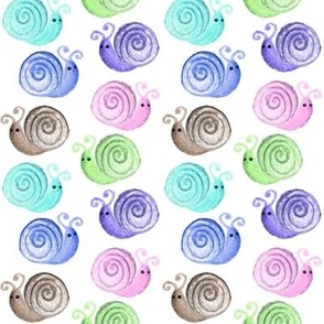 Rainbow silly snails on white