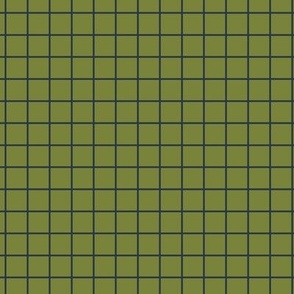 Grid Pattern - Artichoke Green and Medium Charcoal