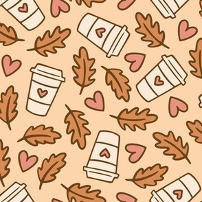 Coffee, Hearts & Leaves in Earth Tones