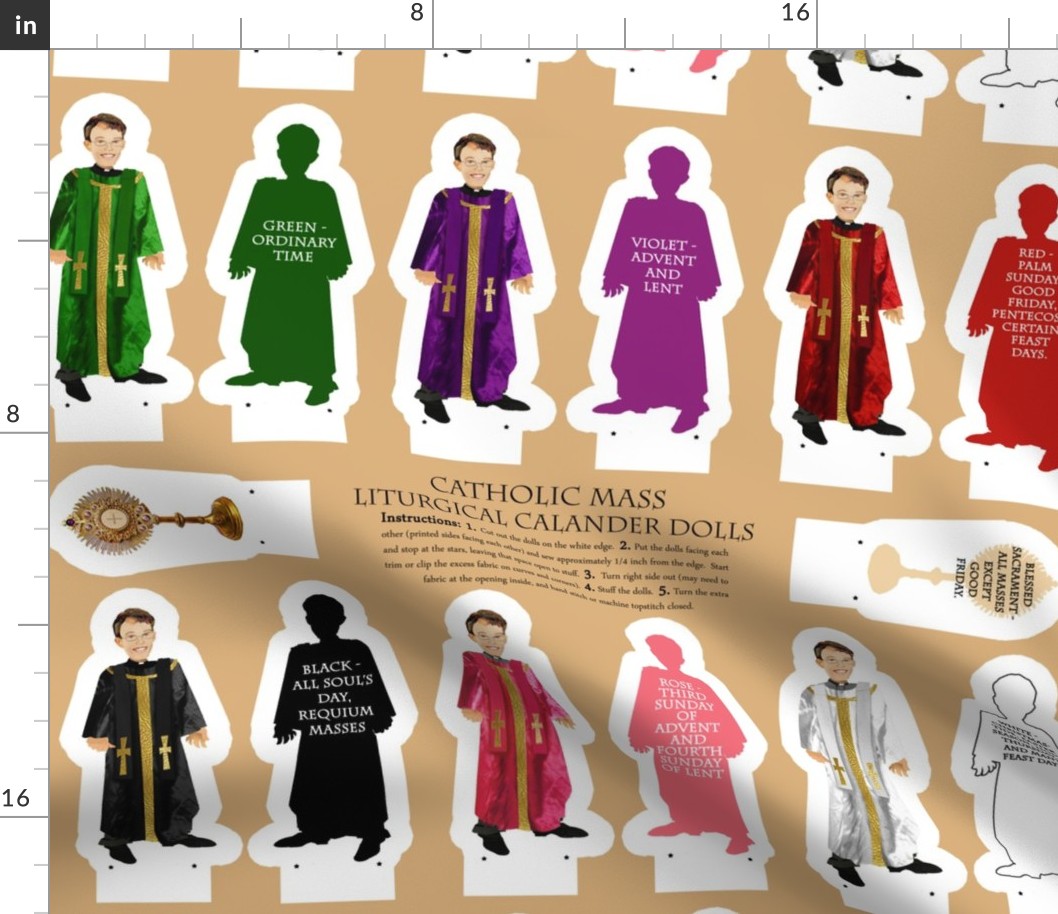 Liturgical Calendar priest colors dolls cut and sew