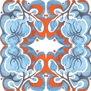 Pale blue orange filigree