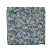 Leaf-in-Square fabric indigo-sepia