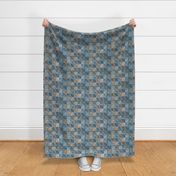 Leaf-in-Square fabric indigo-sepia