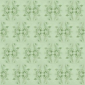 Green  floral flourish, costuming, period fabric
