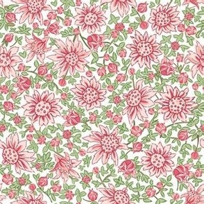 Liberty inspired Australian flora small pink flannel flower fabric