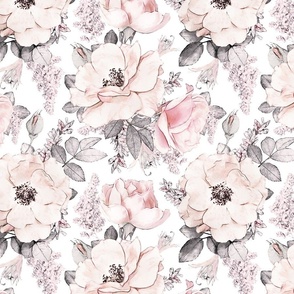watercolor floral peony - blush