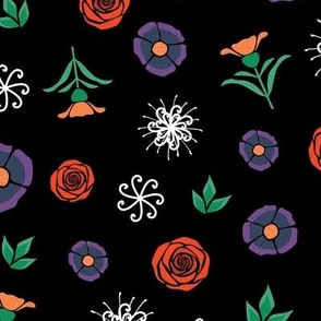 Black Folk Style Floral