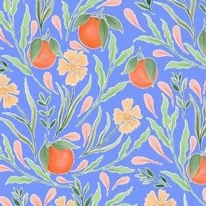 Wild Orange Floral | Cobalt Blue