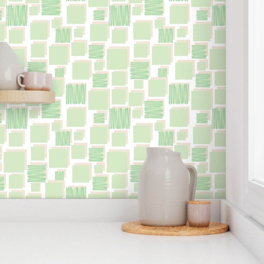 Light Green Abstract Geometric Wallpaper | Spoonflower