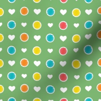 Green with Scribble Spots and Hearts