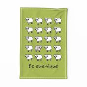 010 - Take a Hike Kiwiana lime green teatowel - also works as wallhanging