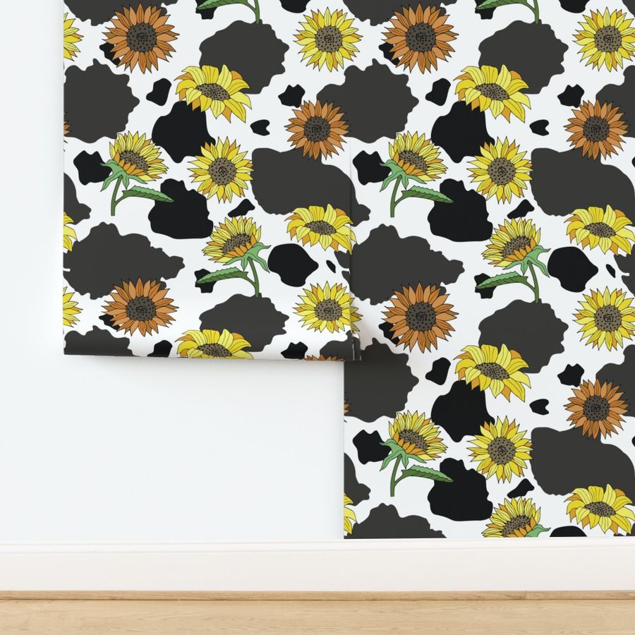 Cow Print with Sunflowers 