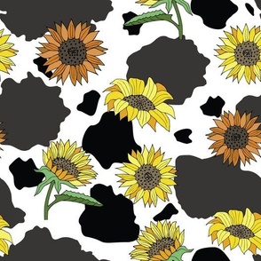 Cow Print with Sunflowers 