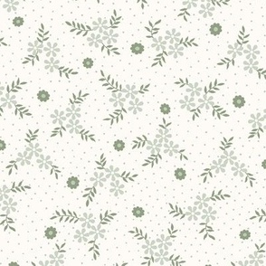 Lena  Floral Ditsy: Sage Green Cottage Floral Toss