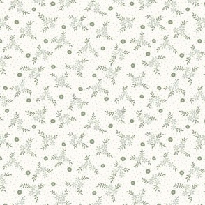 Lena Micro Floral: Sage Green & Cream Tiny Floral Toss