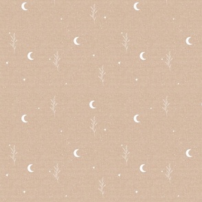 Night Sky Leaves and Moons - oat