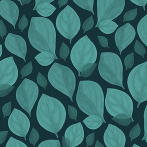 Turquoise Basil Leaf Pattern