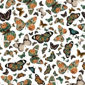 6" Floral Butterflies White